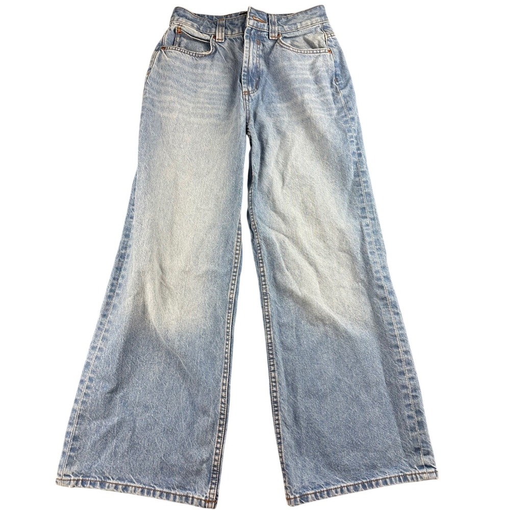 ASOS DESIGN Wide Leg Dad‎ Jeans Blue Women 25x28 Petite 100% Cotton Denim